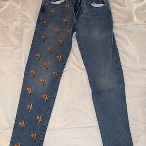Levi's Men's Blue Jeans with Cactus painting